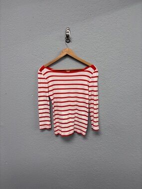 J. Crew W’s XS Striped Orange/Red & White Boatneck Women’s Top, EUC
